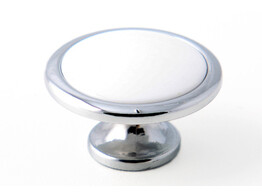 BOUTON 40mm PIED CHROME / DESSUS BLANC. Fin de serie