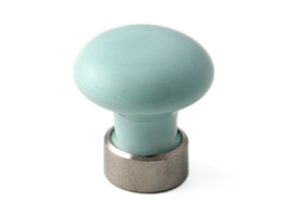 BOUTON _ 30mm PORCELAINE VERT D EAU / PIED fin de serie