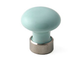 BOUTON _ 30mm PORCELAINE VERT D EAU / PIED fin de serie