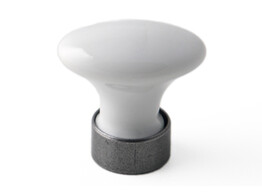 BOUTON OVALE PORCELAINE BLANC/PIED TEINTE F