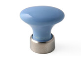 BOUTON OVALE PORCELAINE BLEU OPALE /PIED NI