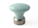 BOUTON OVALE PORCELAINE VERT D EAU / PIED N