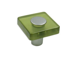 BOUTON VERT-OLIVE/PVC TEINTE ALU